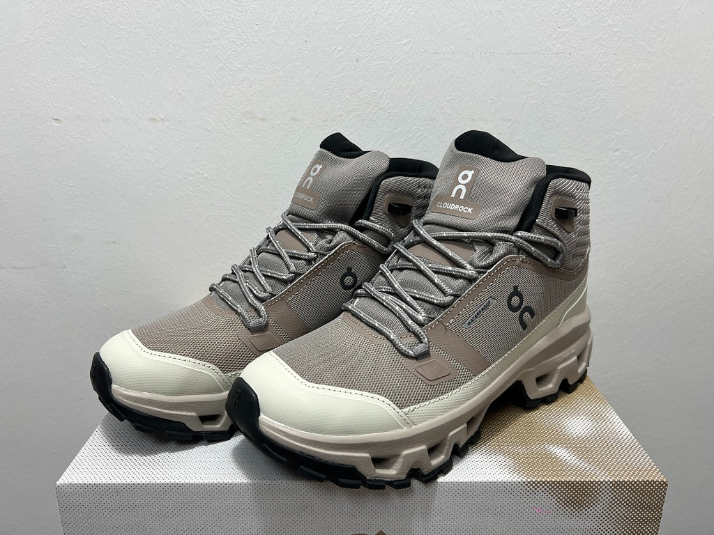 On Cloudrock Mid Waterproof Hiking Boots in Grey
