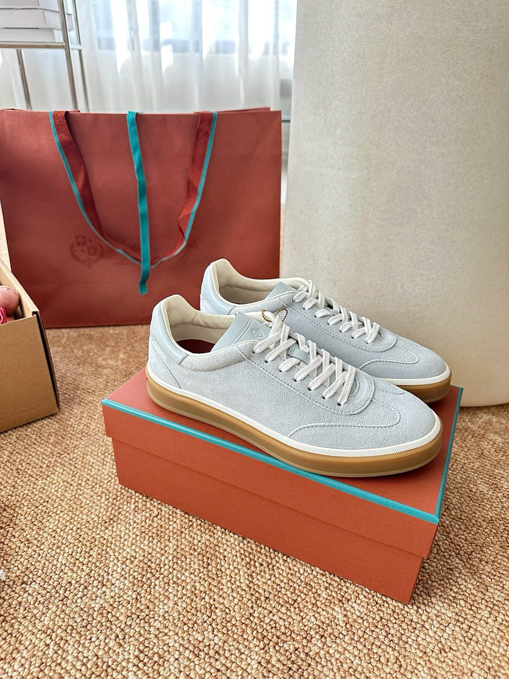 Loro Piana Suede Low-Top Sneakers - Light Ice Blue