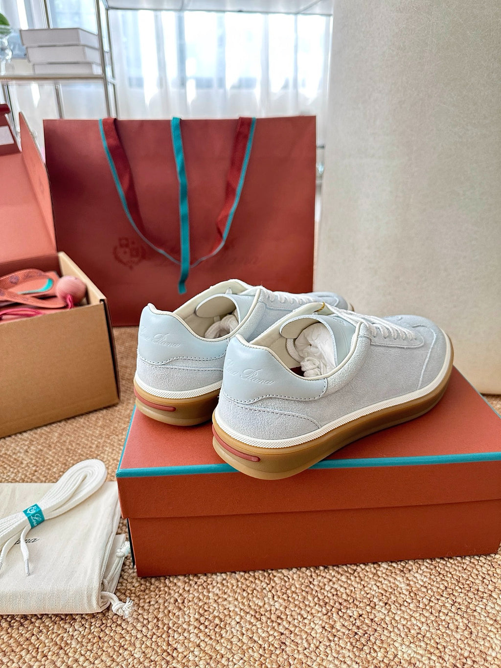 Loro Piana Suede Low-Top Sneakers - Light Ice Blue