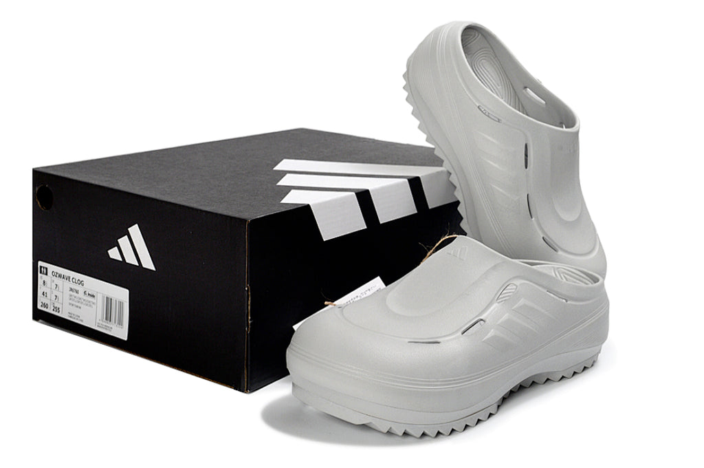 Adidas Adilette Platform Clogs Light Grey Slip-On Recovery Shoes JH9854