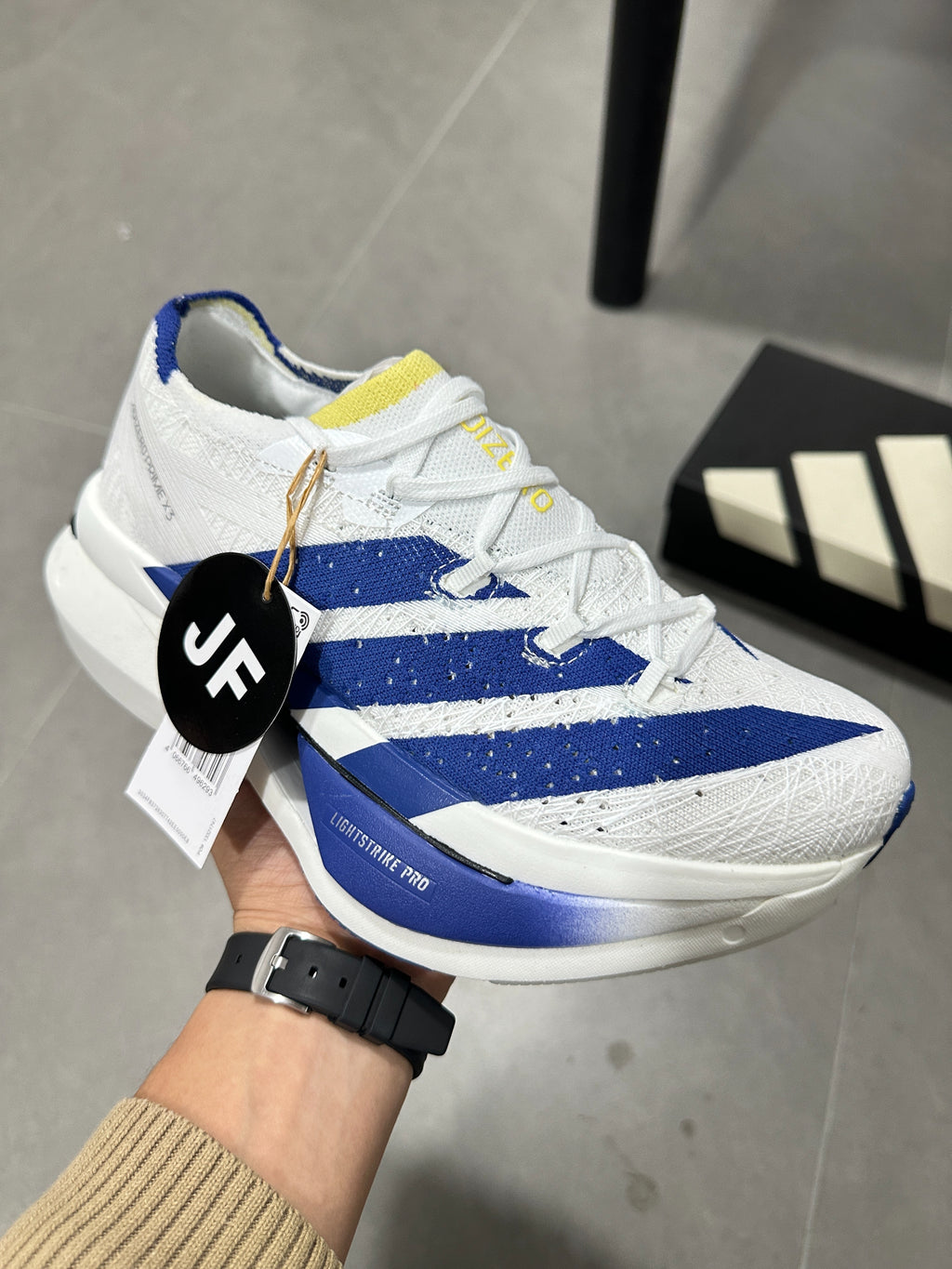 Adidas Adizero Prime X3 Strung Shoes White|Blue