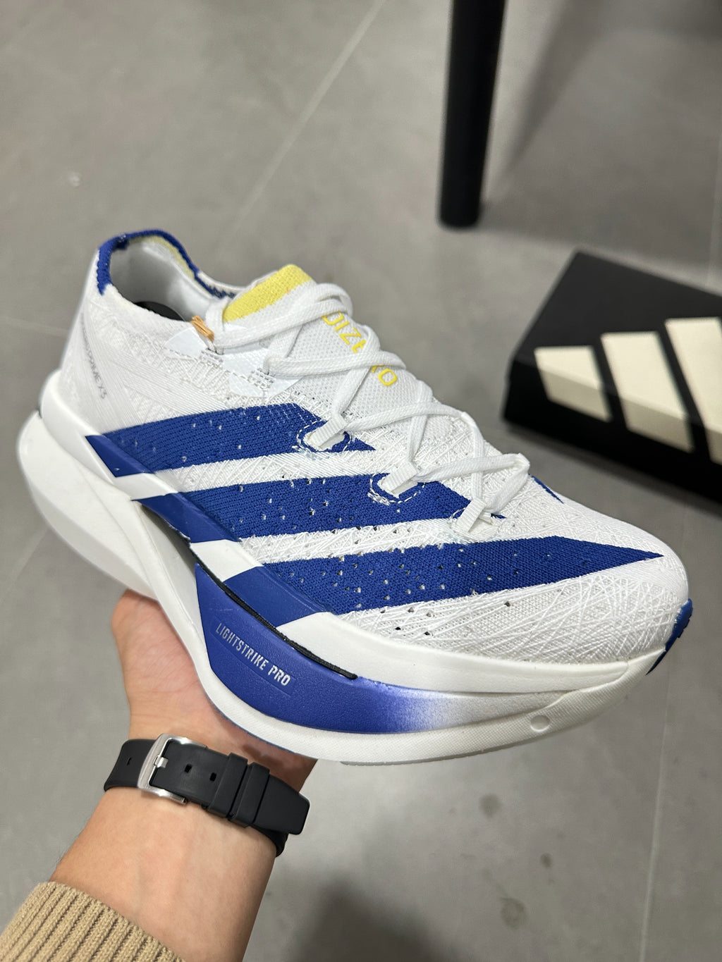Adidas Adizero Prime X3 Strung Shoes White|Blue