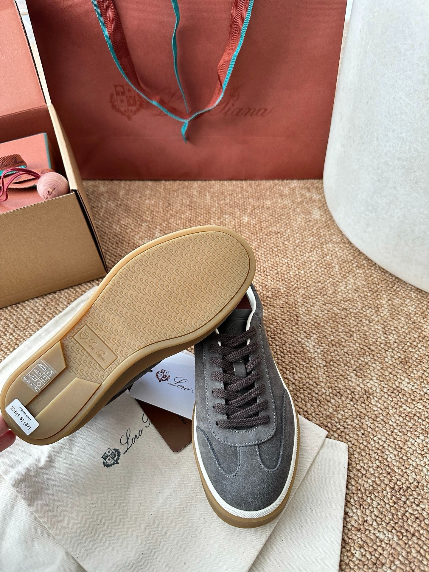 Loro Piana Suede Low-Top Sneakers - Dark Grey