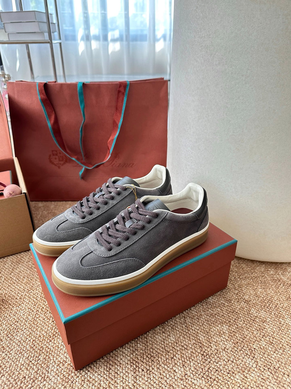Loro Piana Suede Low-Top Sneakers - Dark Grey