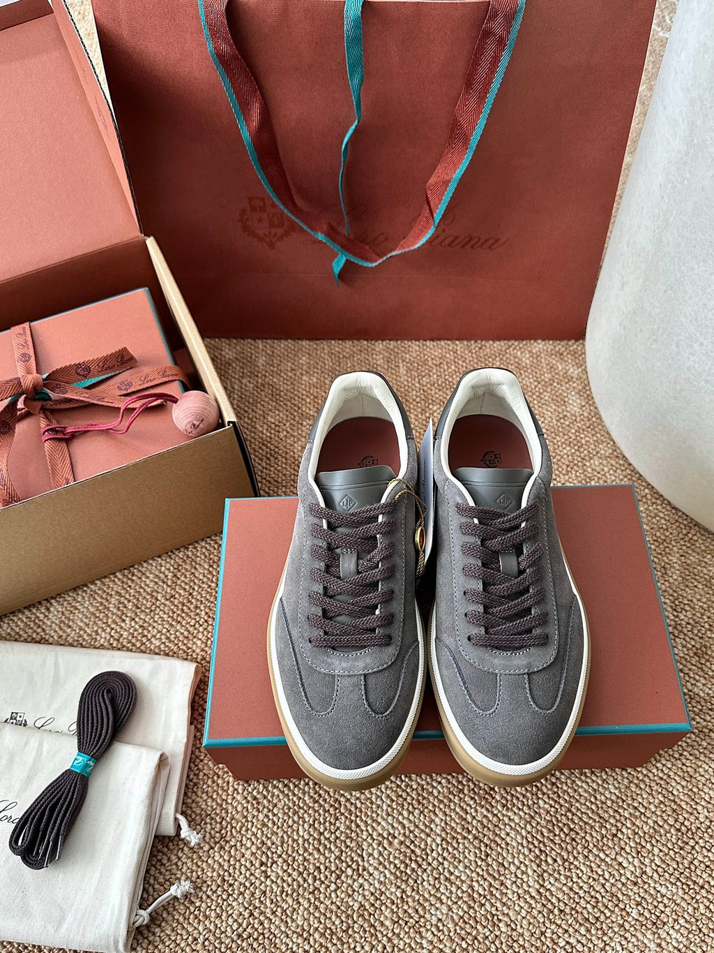 Loro Piana Suede Low-Top Sneakers - Dark Grey