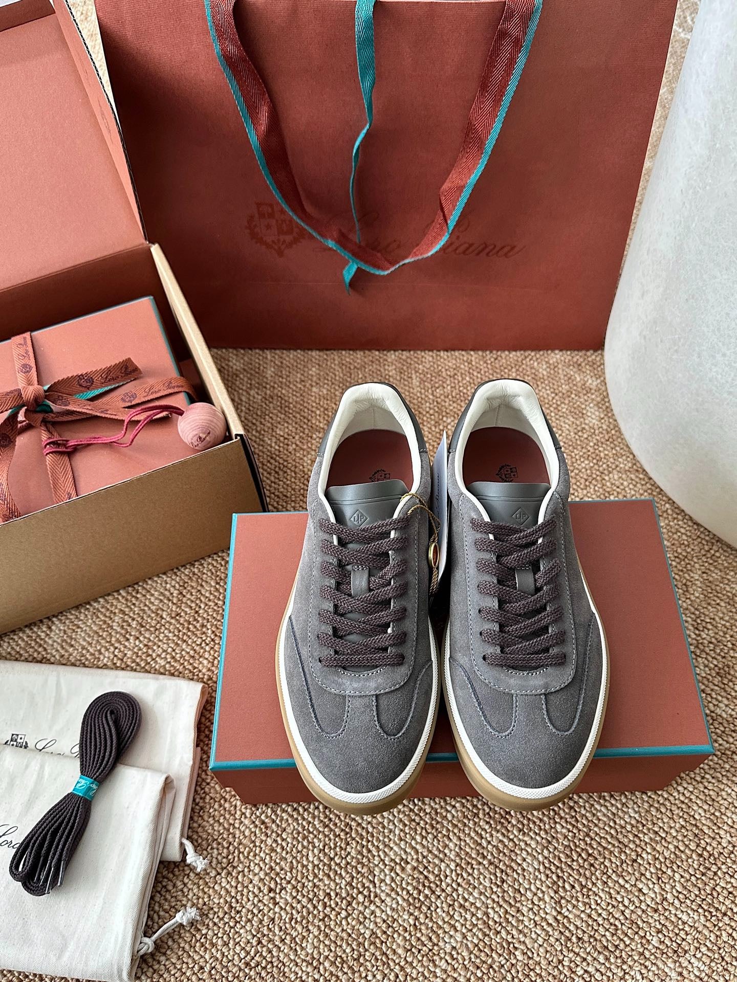 Loro Piana Suede Low-Top Sneakers - Dark Grey