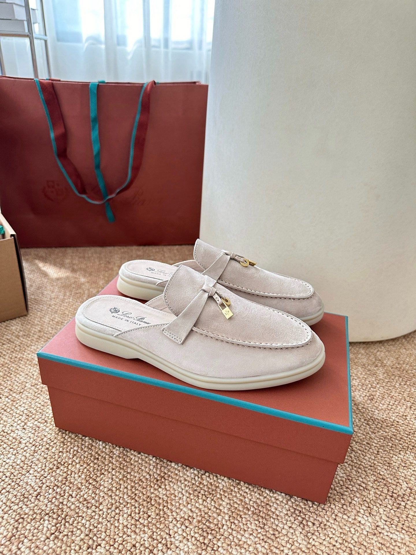 Loro Piana Summer Charms Walk Suede Mules - Off-White