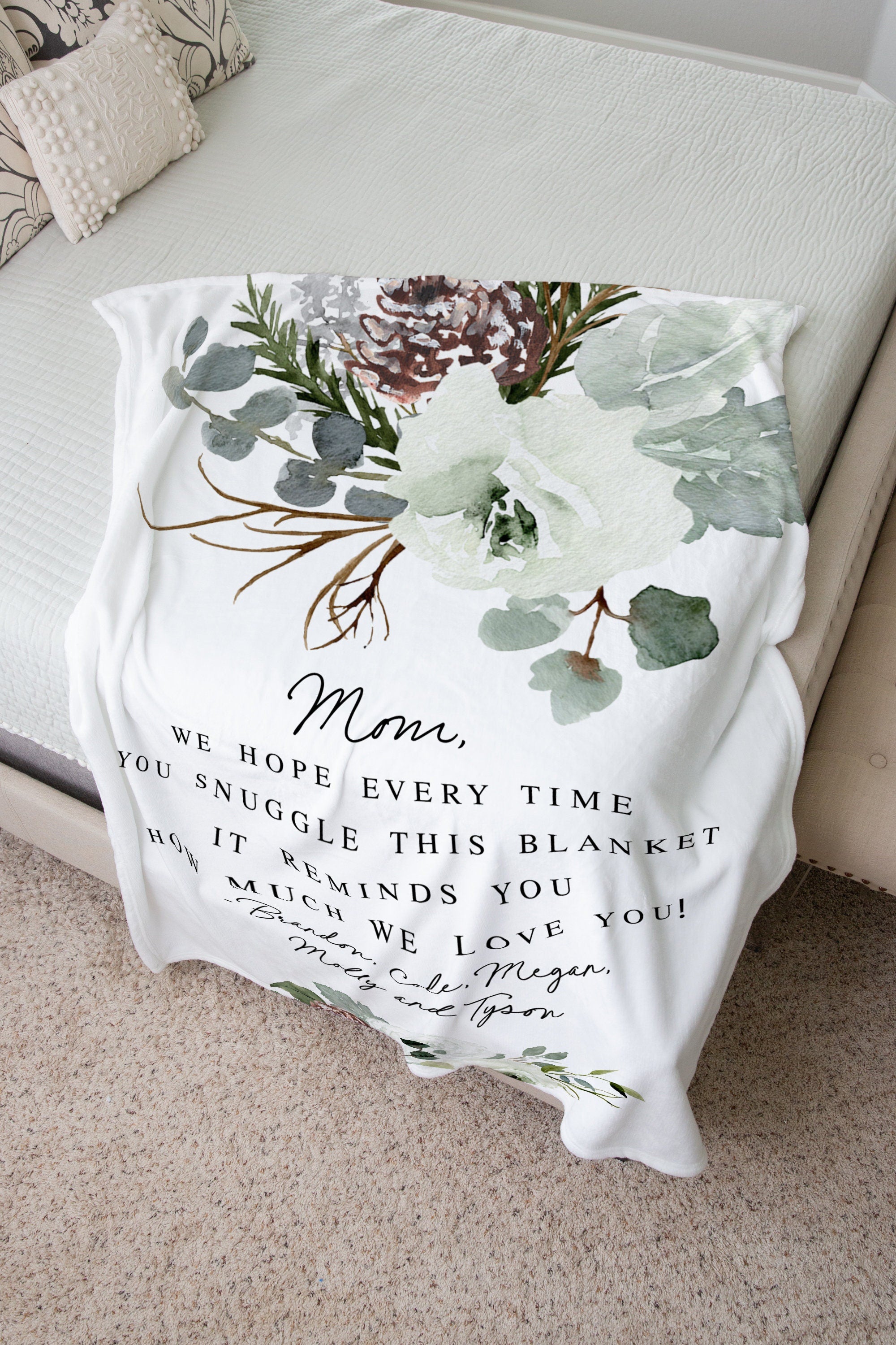 Mom Gift from Kids, Grandma Quote, Custom Quote Blanket,  Christmas Blanket, Christmas Present, Personalized Mom Gift