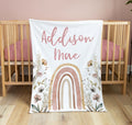 Boho Rainbow Baby Blanket/Floral Wildflower Rainbow Baby Bedding Girl/Personalized Baby Blanket/Baby Gift / Blanket Girl