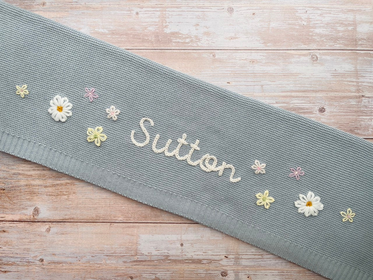Baby Knit Blanket with Custom Embroidery, Soft Cotton, Newborn Gift, Baby Shower Present