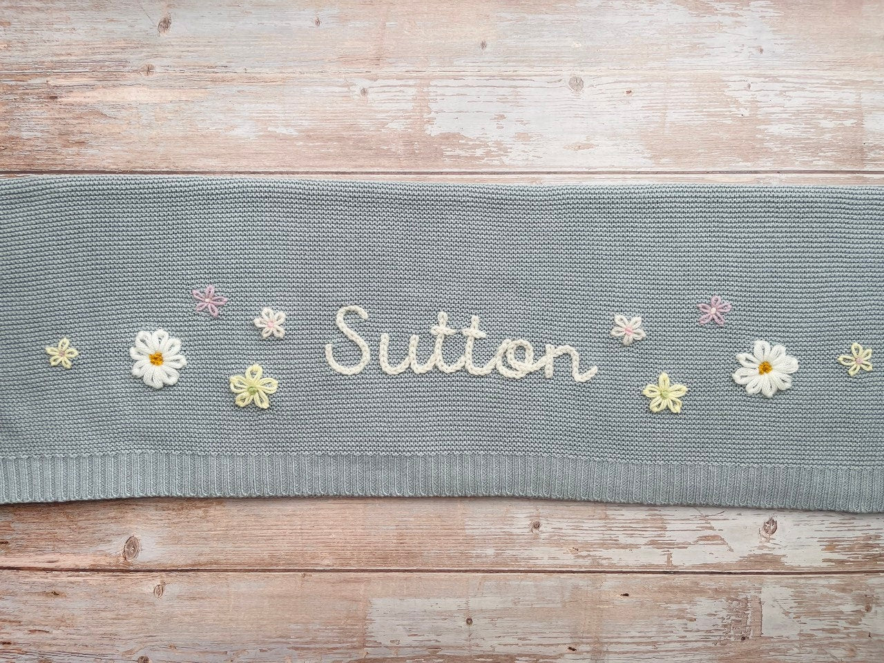 Baby Knit Blanket with Custom Embroidery, Soft Cotton, Newborn Gift, Baby Shower Present