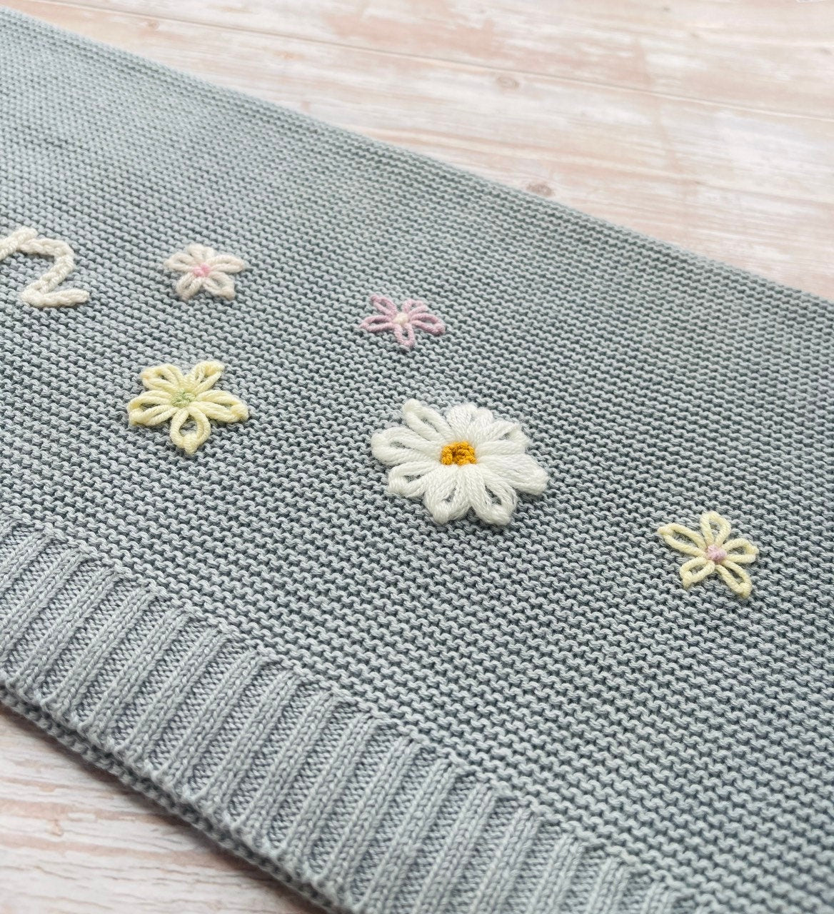Baby Knit Blanket with Custom Embroidery, Soft Cotton, Newborn Gift, Baby Shower Present