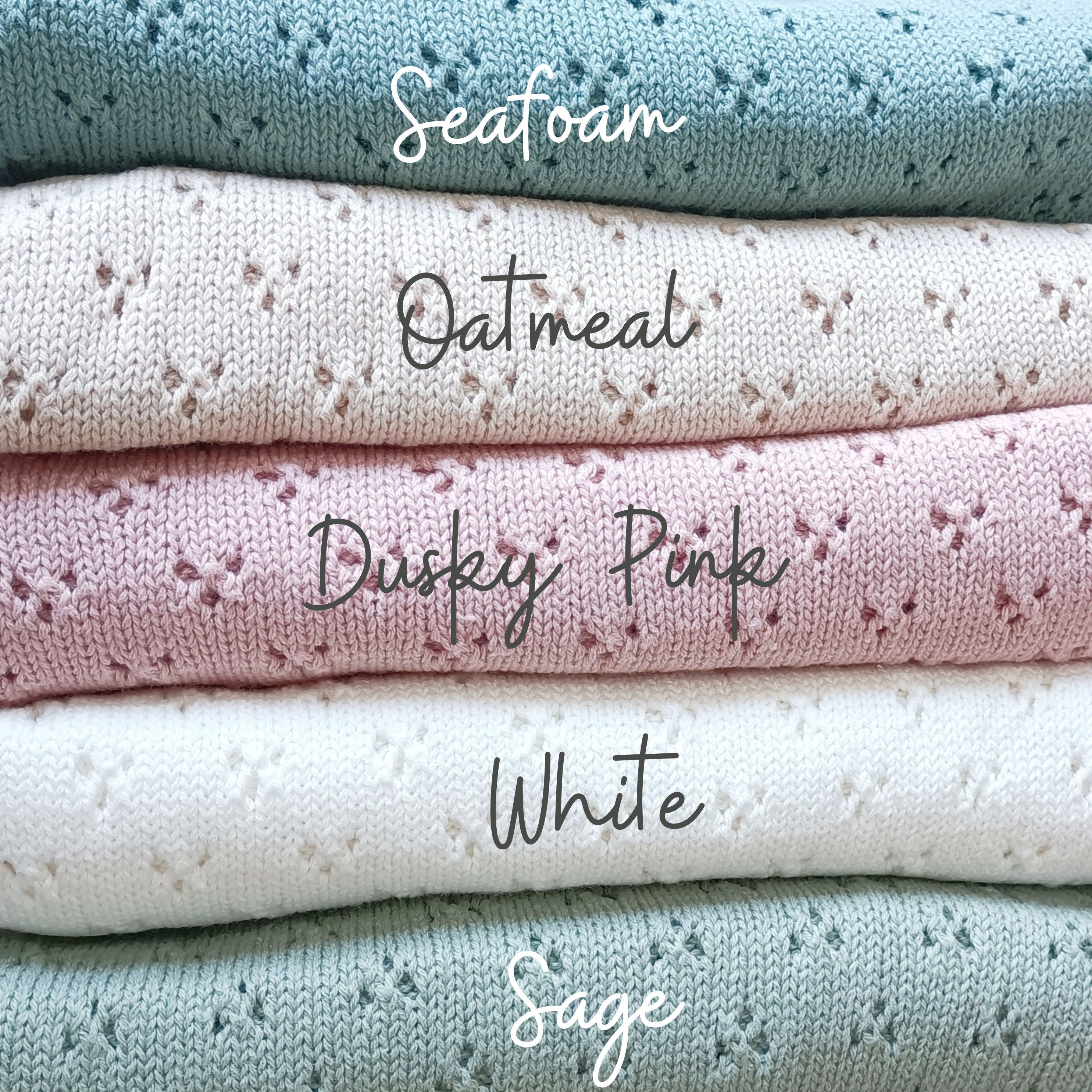 Pointelle knit blanket, soft cotton heirloom blanket, classic cellular baby blanket can be personalised, new baby gift for girl or boy