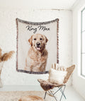 Personalized Dog Photo Blanket -Custom Pet Photo Picture Blanket Pet Name Memorial Dog Loss Cat Gift Photo Blanket with Gift Made in the USA