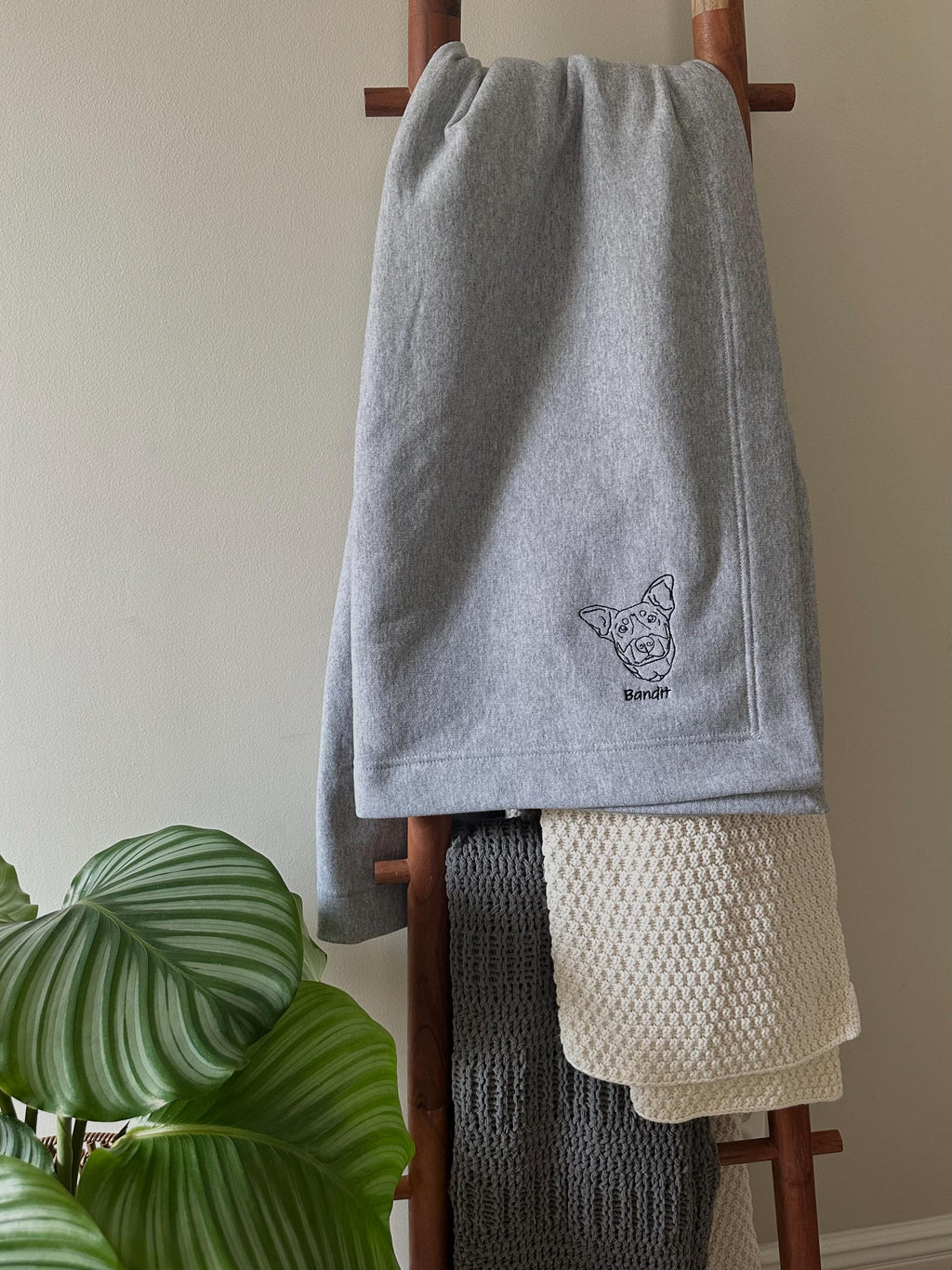 Personalized Embroidered Throw Blanket, Custom Pet Throw Blanket, Customized Dog Embroidered Blanket, Pet Keepsake, Custom Pet Portrait