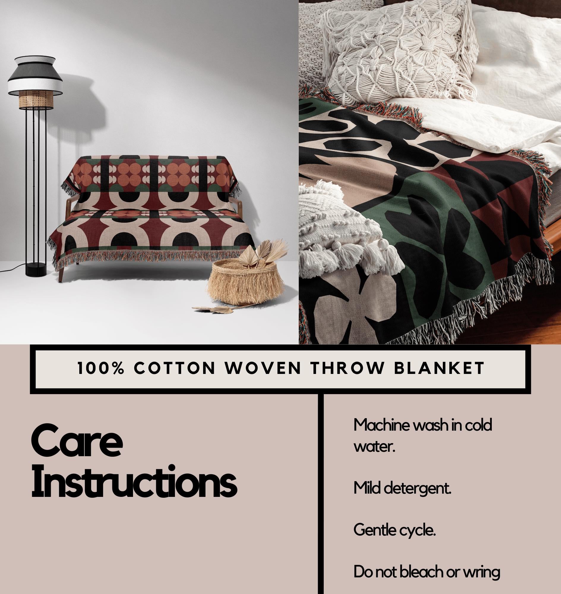Retro Arch Woven Throw Blanket – Burgundy & Black Modernist