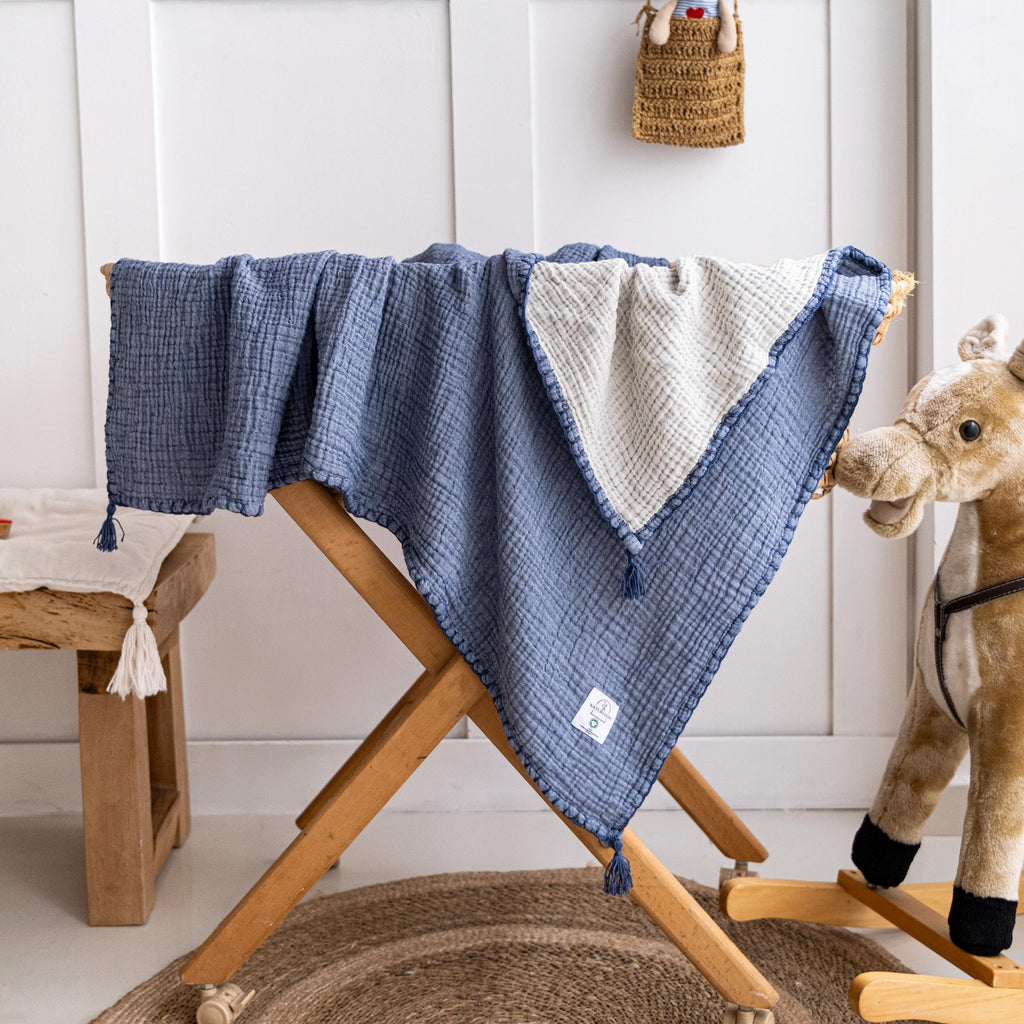 GOTS Certified Muslin Baby Blanket, Organic Cotton Baby Quilt, 4 Layer Muslin Swaddle, Newborn Gift, Baby Shower Gift, Baby Girl Blanket