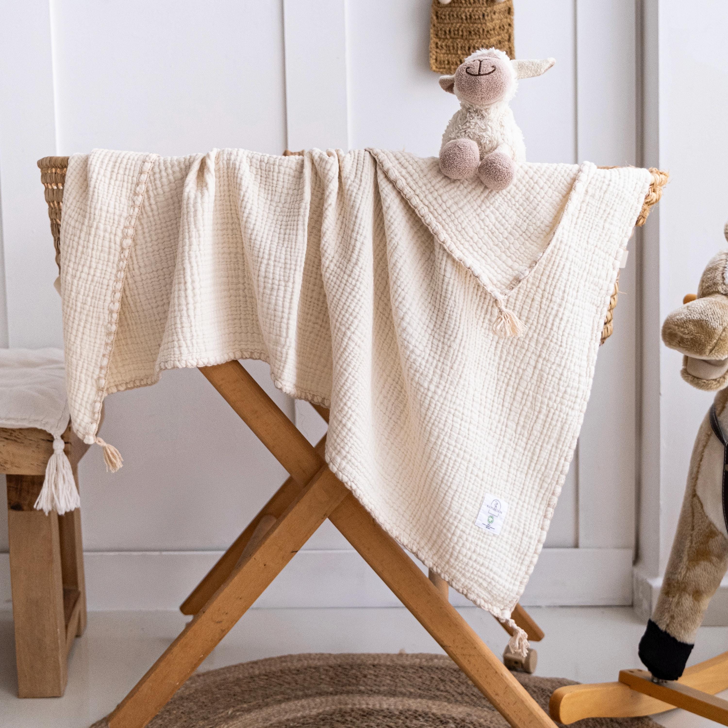 GOTS Certified Muslin Baby Blanket, Organic Cotton Baby Quilt, 4 Layer Muslin Swaddle, Newborn Gift, Baby Shower Gift, Baby Girl Blanket