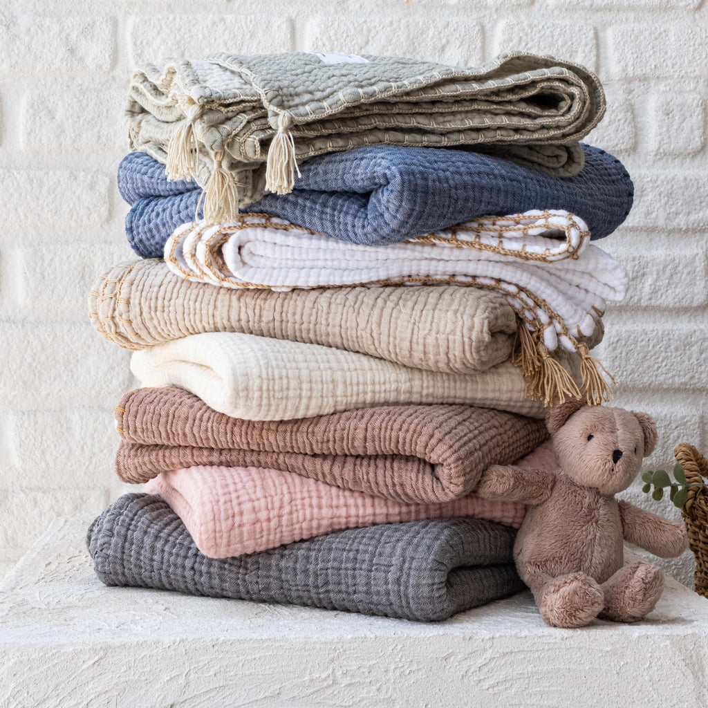 GOTS Certified Muslin Baby Blanket, Organic Cotton Baby Quilt, 4 Layer Muslin Swaddle, Newborn Gift, Baby Shower Gift, Baby Girl Blanket