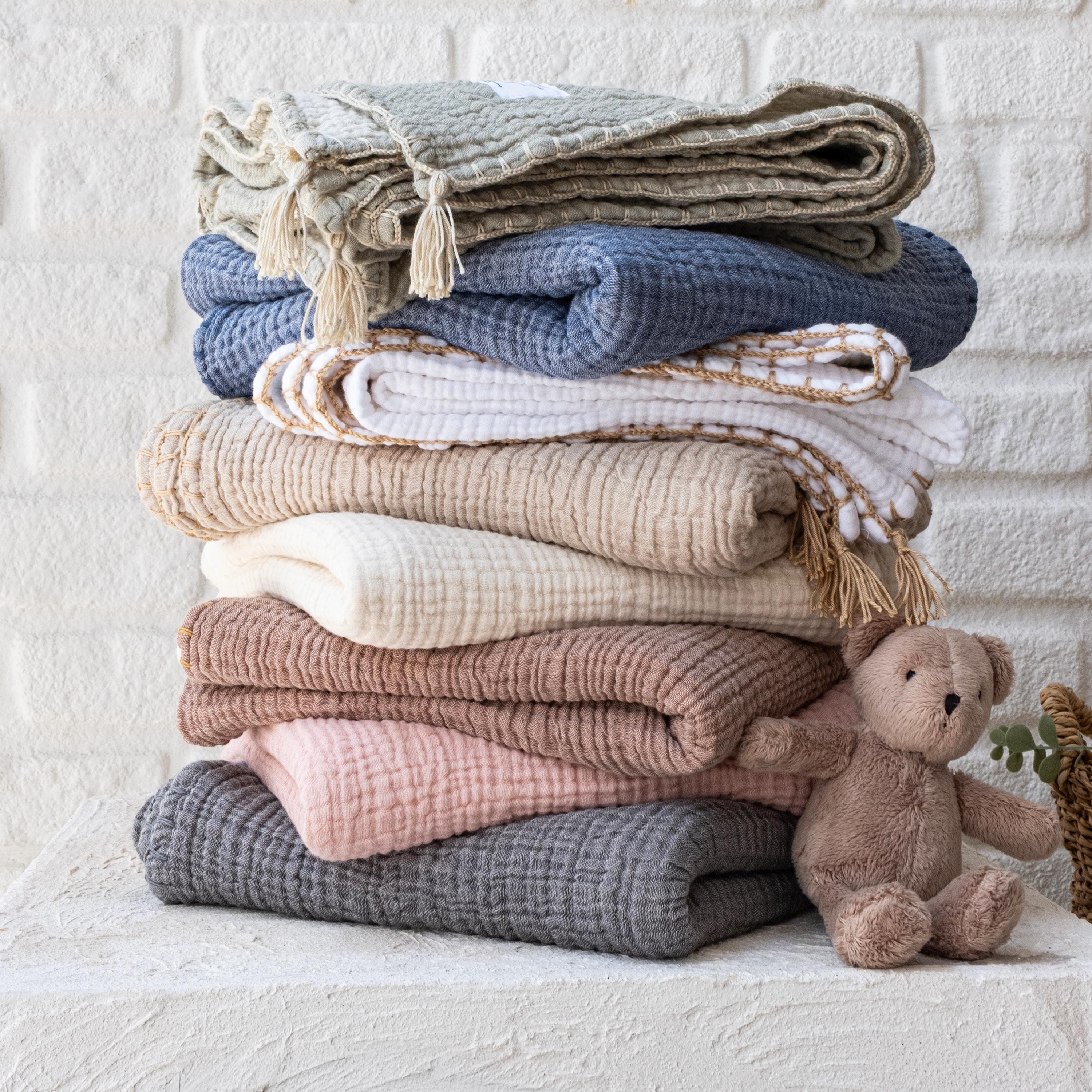 GOTS Certified Muslin Baby Blanket, Organic Cotton Baby Quilt, 4 Layer Muslin Swaddle, Newborn Gift, Baby Shower Gift, Baby Girl Blanket