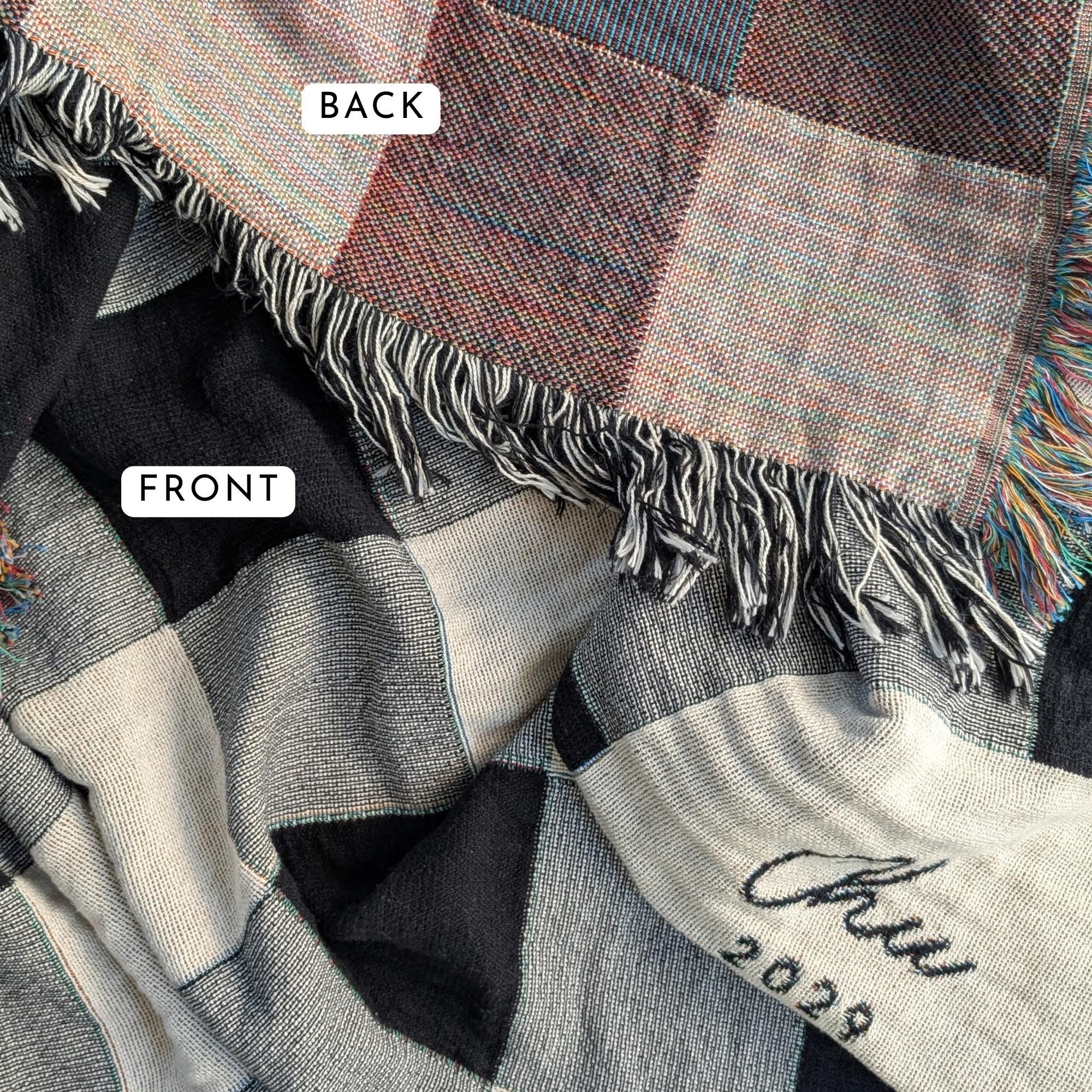 Custom Graduation Gift for High School Grad, Modern Checkered Woven Throw Blanket, Unique Keepsake for Class of 2026, Personalized Name