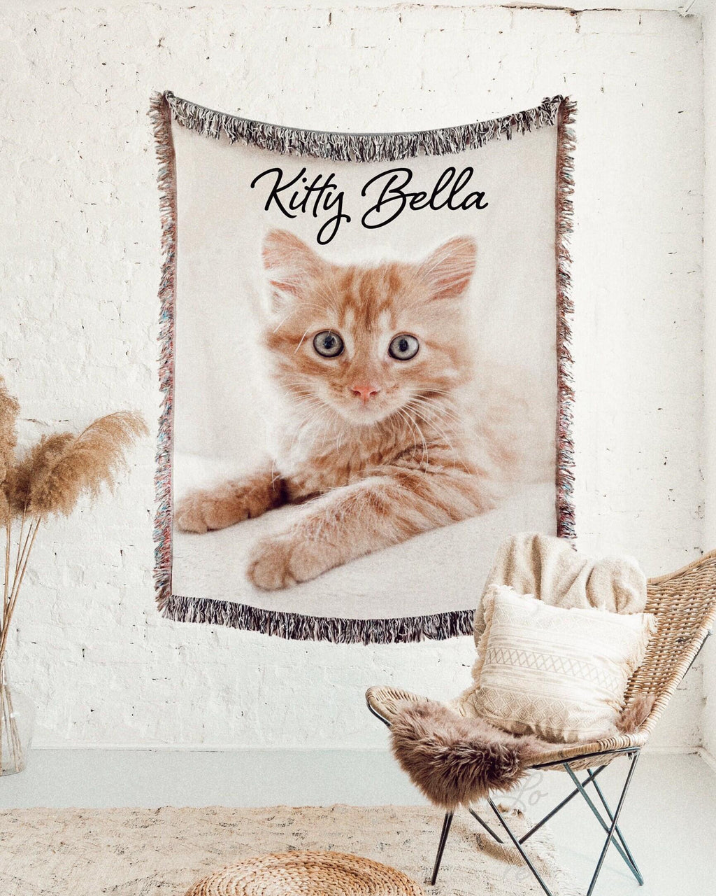 Personalized Dog Photo Blanket -Custom Pet Photo Picture Blanket Pet Name Memorial Dog Loss Cat Gift Photo Blanket with Gift Made in the USA