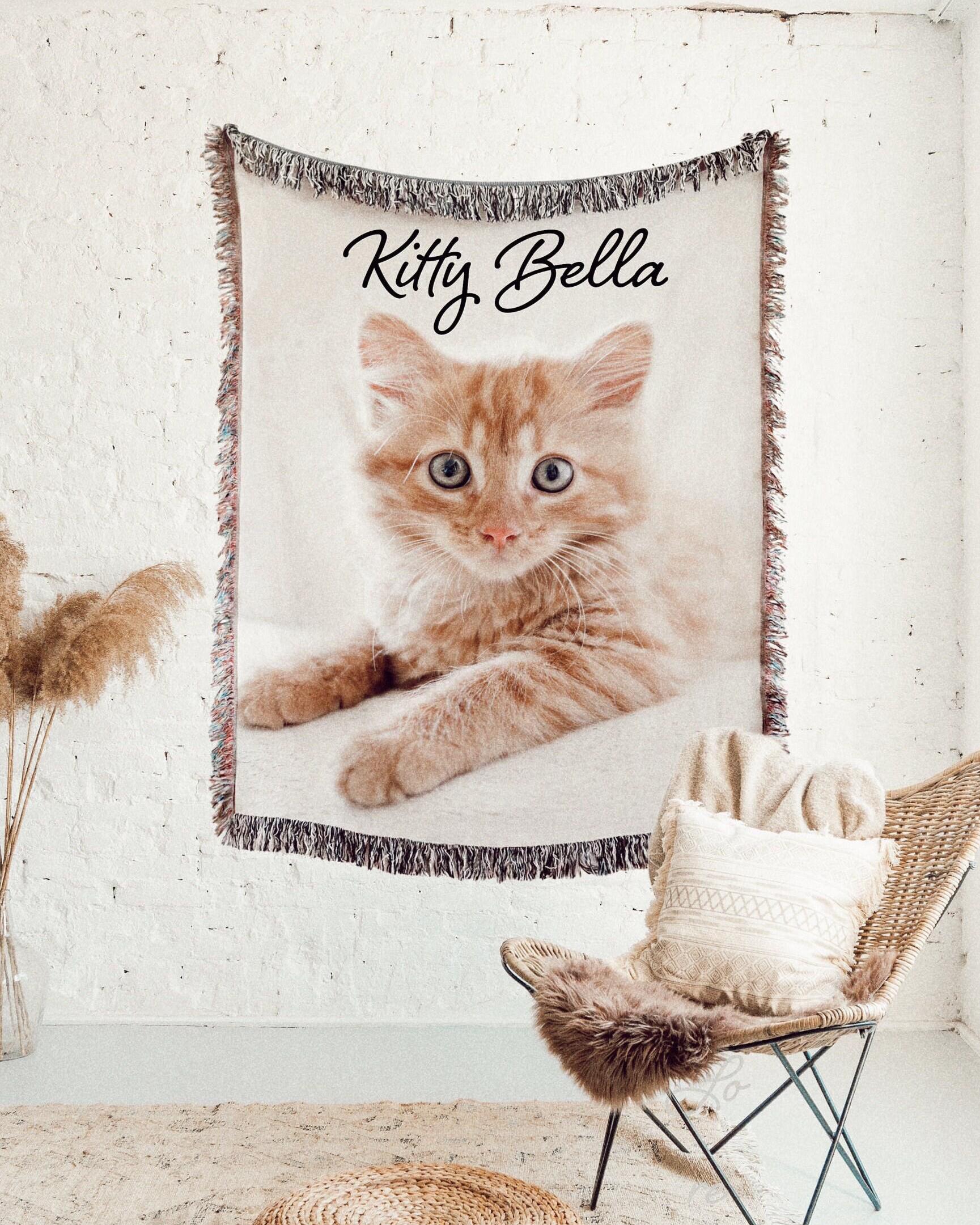 Personalized Dog Photo Blanket -Custom Pet Photo Picture Blanket Pet Name Memorial Dog Loss Cat Gift Photo Blanket with Gift Made in the USA